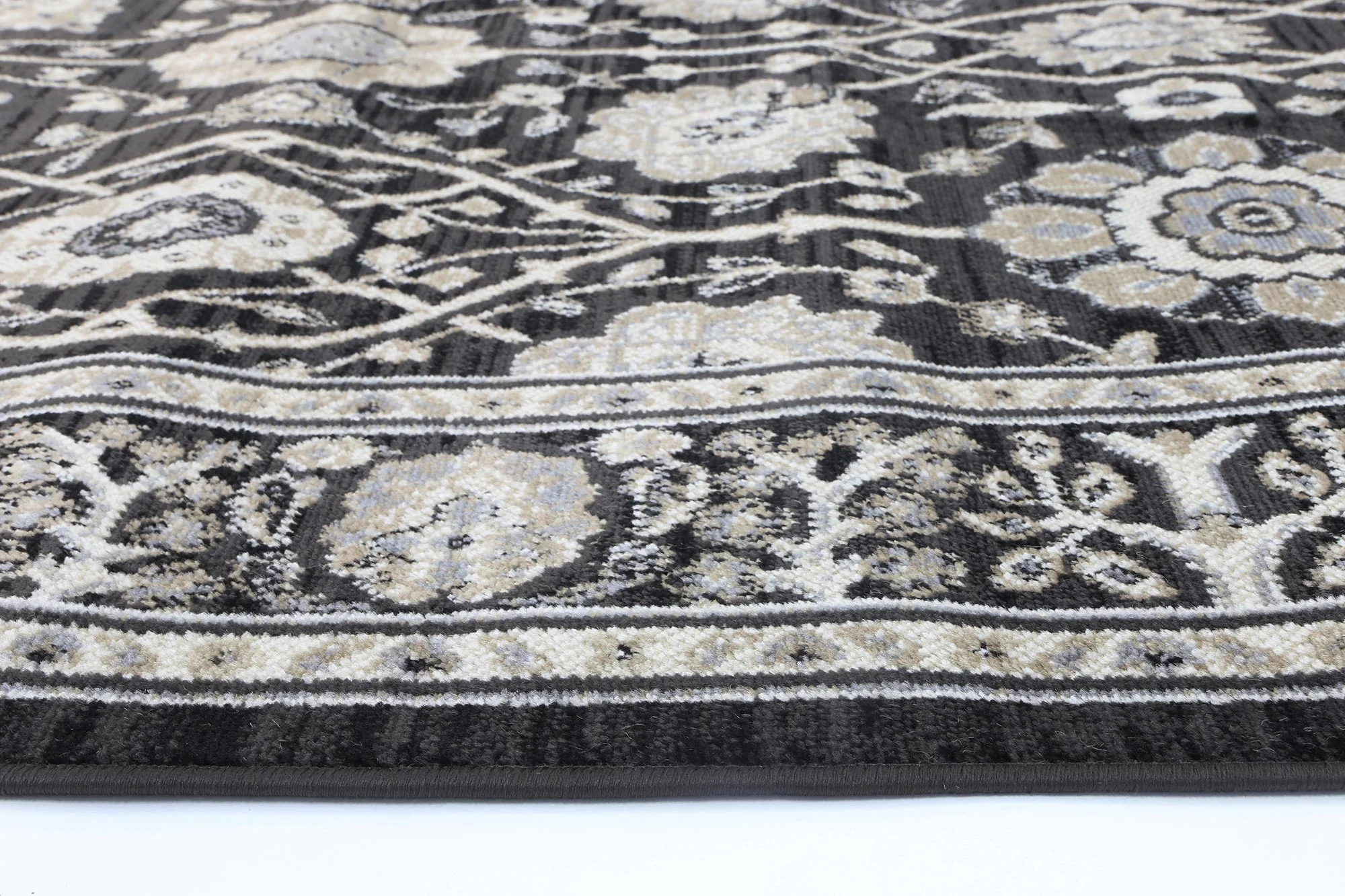 Arya Flowering Traditional Black and Cream Rug - Image 5