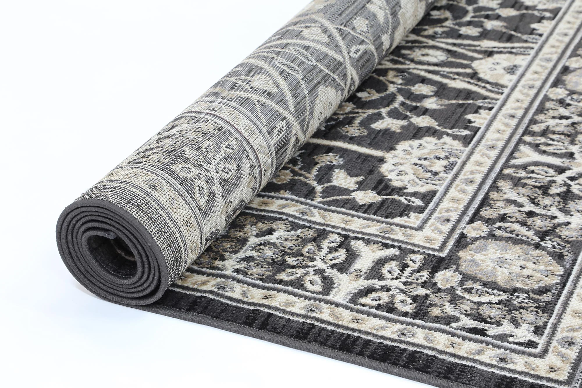 Arya Flowering Traditional Black and Cream Rug - Image 7
