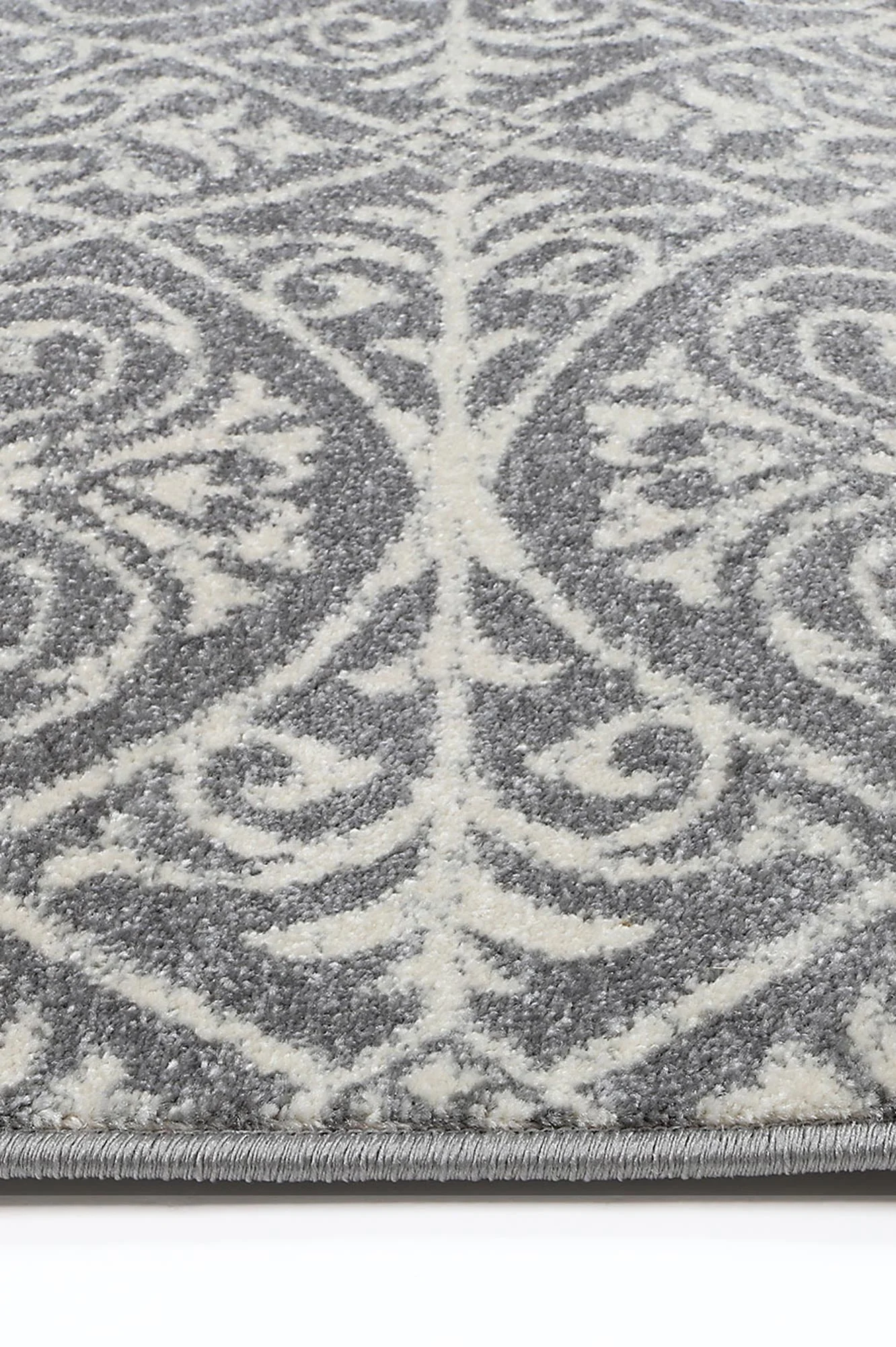 Floral Scroll Grey & Ivory Rug - Image 3