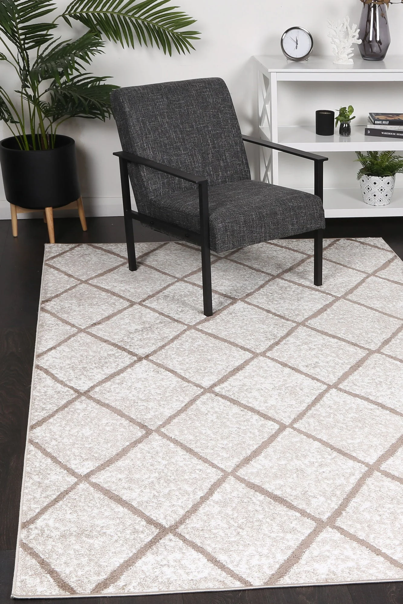 Kimberley 1 Trellis Latte Rug - Image 2
