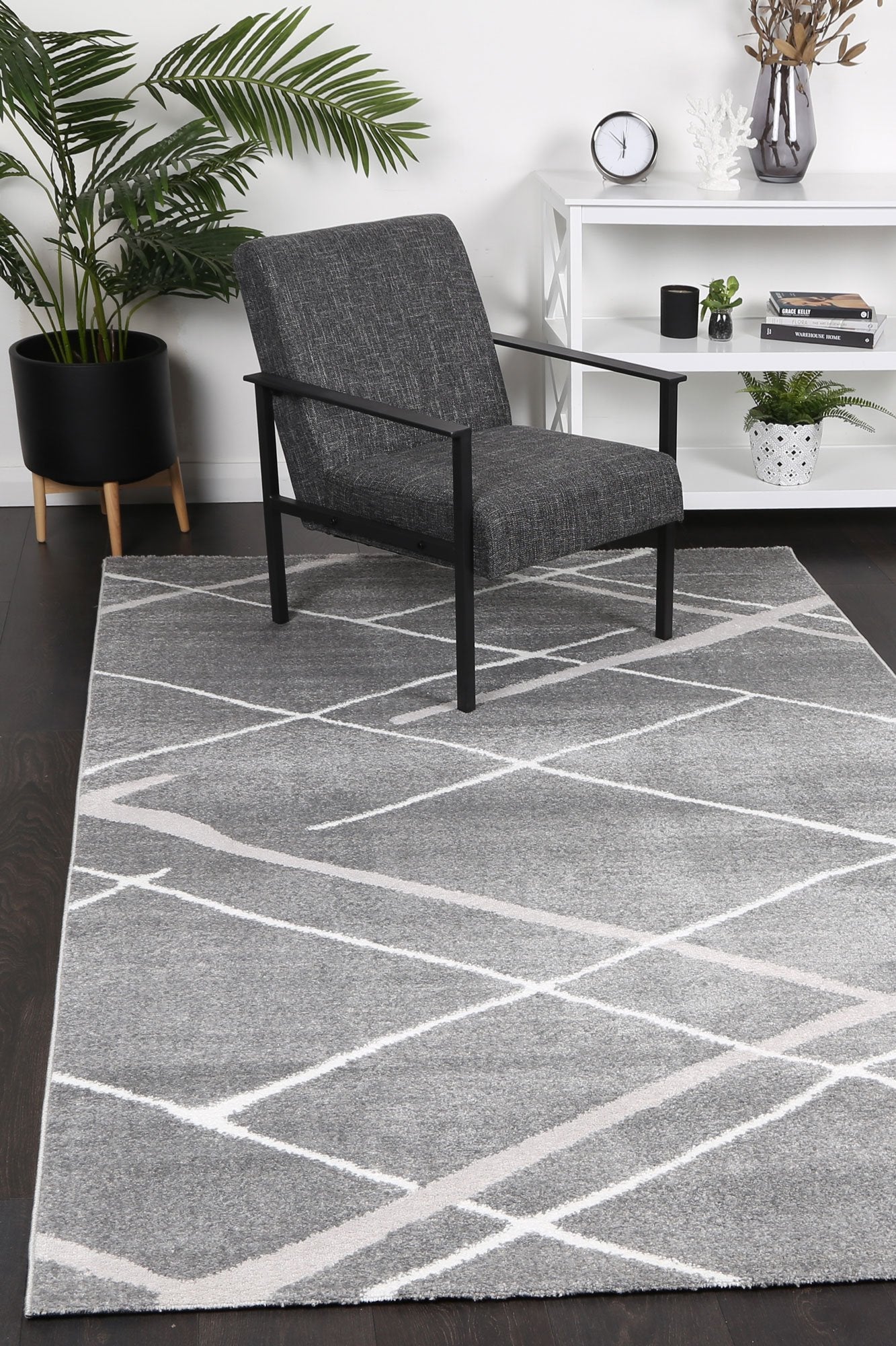 Kimberley 2 Lattice Grey Rug - Image 2