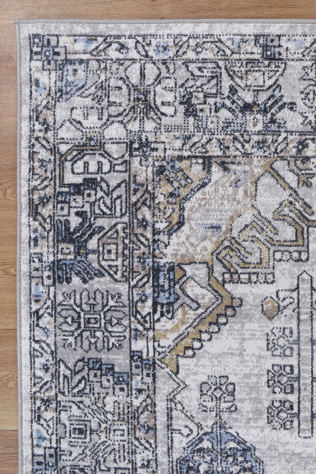 Oporto Taicang Blue & Grey Traditional Soft Rug - Image 4
