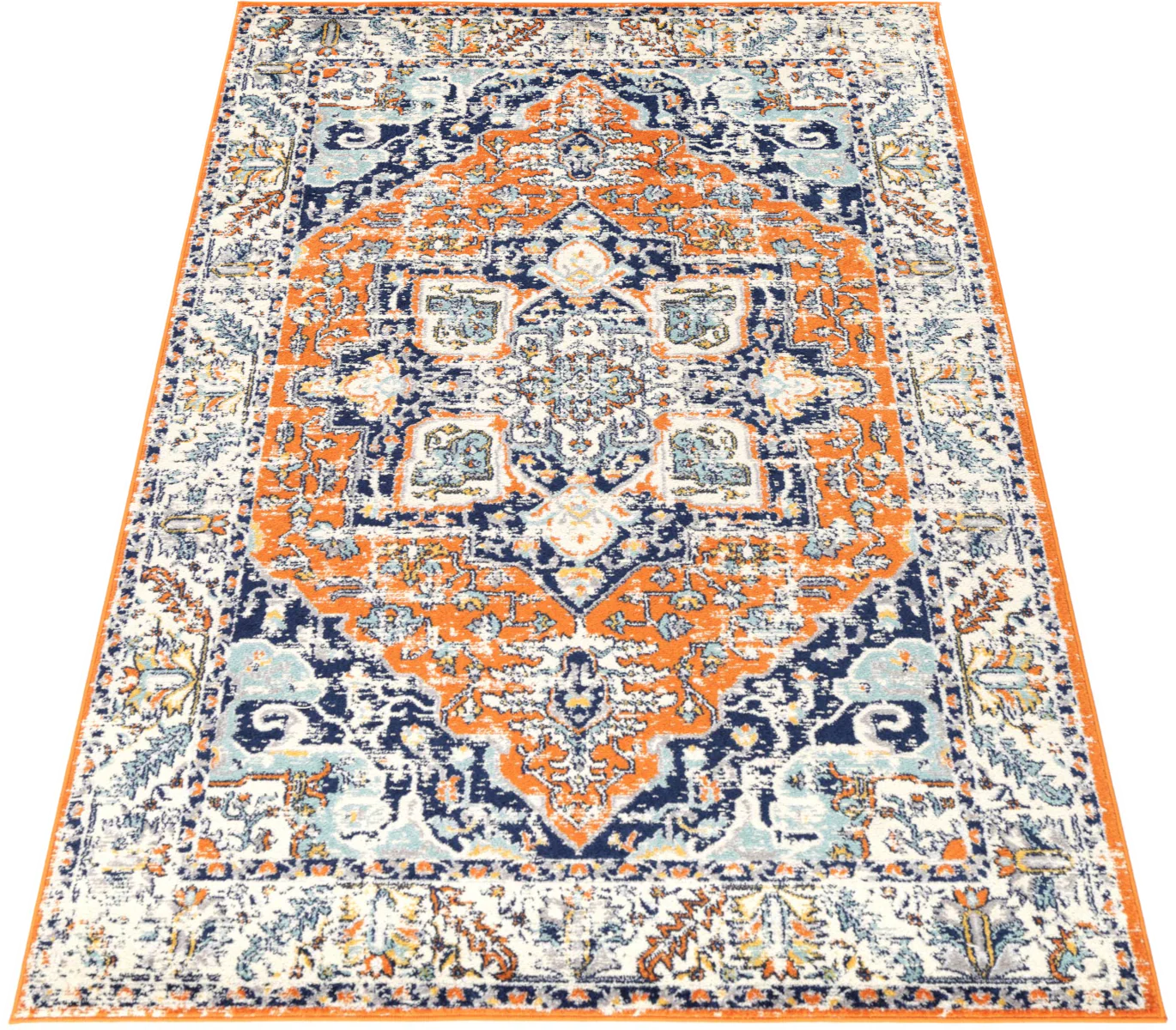 Sicily Messina Orange & Blue Transitional Rug - Image 2