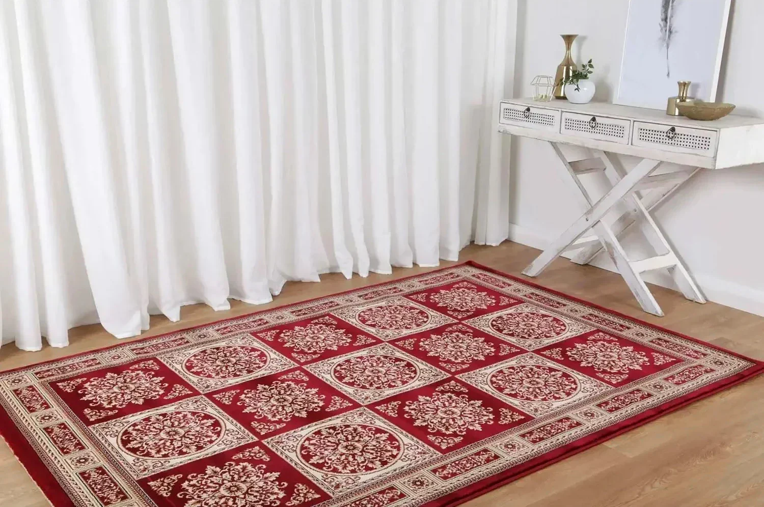 Suzani Red Chequered Rug - Image 3
