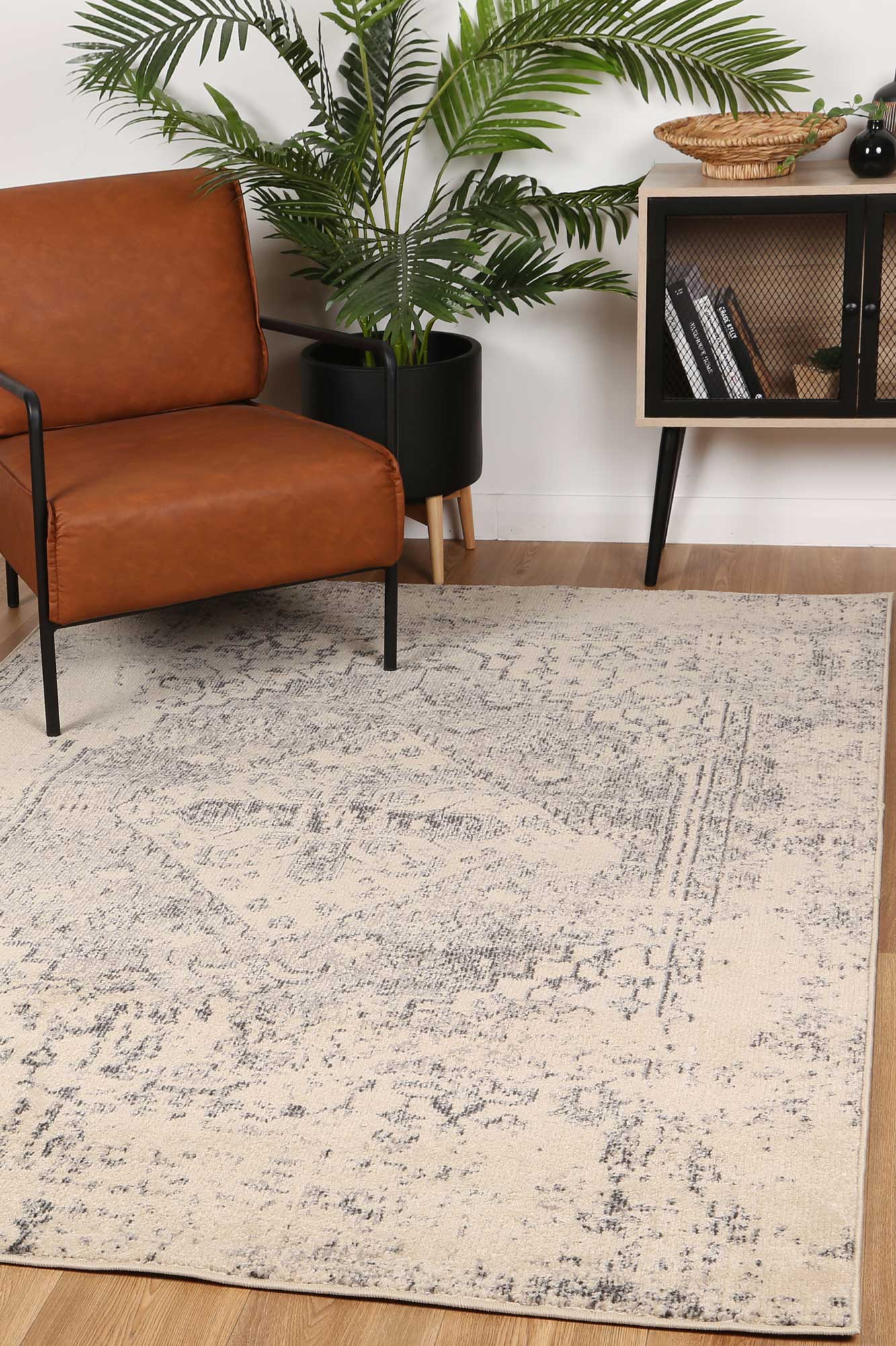 Tulin 14 Rustic Cream & Grey Transitional Rug - Image 2